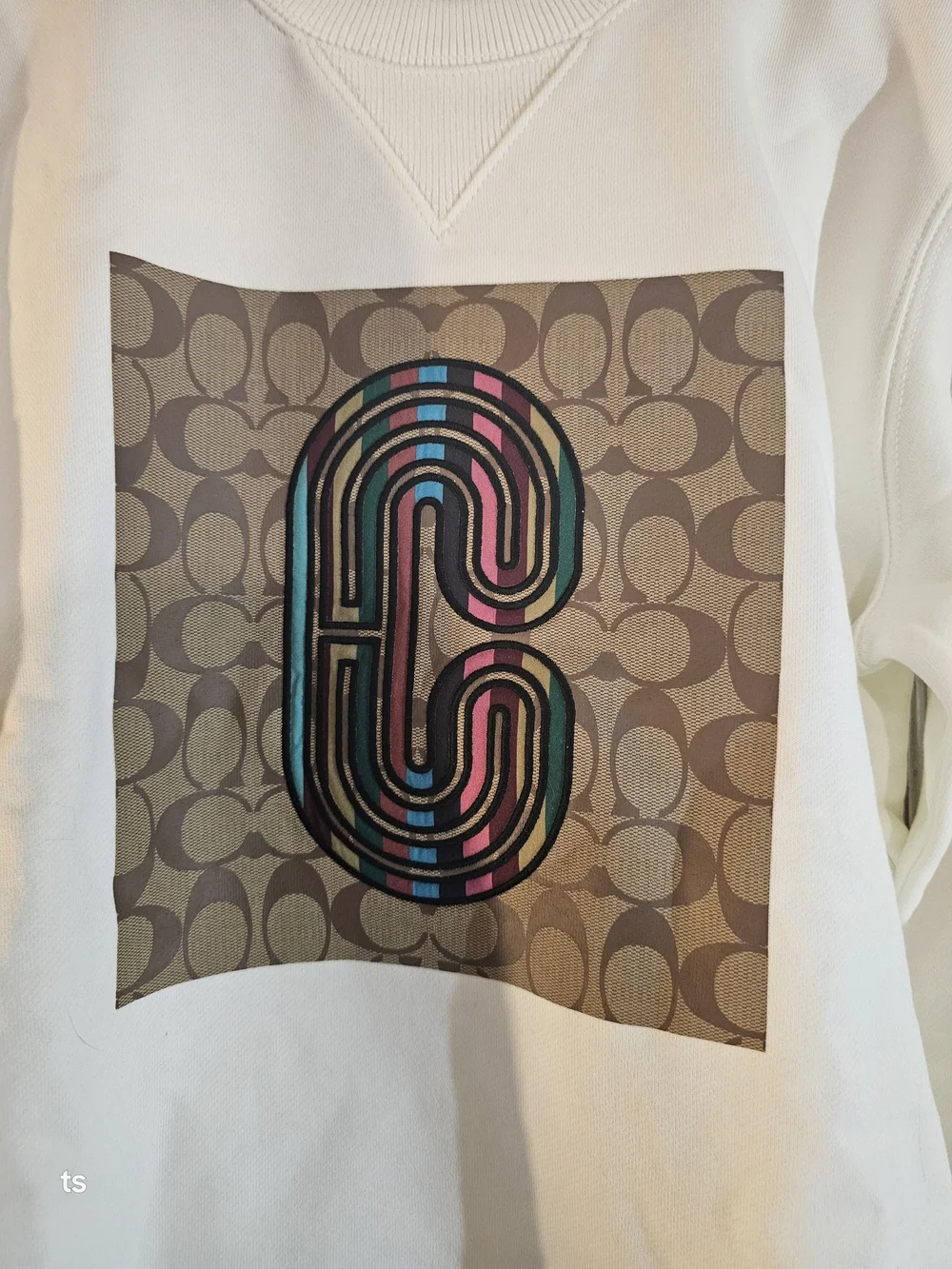 Coach Crew Neck Sweatshirt Limited Edition Cream Multicolor Logo